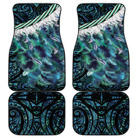 Turquoise Traditional Cloak Aotearoa Car Mats Maori Paua Shell Korowai Pattern