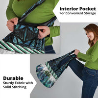 Turquoise Traditional Cloak Aotearoa Grocery Bag Maori Paua Shell Korowai Pattern