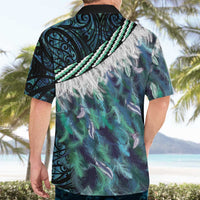 Turquoise Traditional Cloak Aotearoa Hawaiian Shirt Maori Paua Shell Korowai Pattern