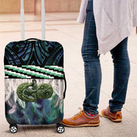 Turquoise Traditional Cloak Aotearoa Luggage Cover Maori Paua Shell Korowai Pattern