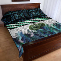 Turquoise Traditional Cloak Aotearoa Quilt Bed Set Maori Paua Shell Korowai Pattern
