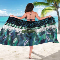 Turquoise Traditional Cloak Aotearoa Sarong Maori Paua Shell Korowai Pattern