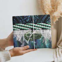 Turquoise Traditional Cloak Aotearoa Wrapping Paper Maori Paua Shell Korowai Pattern - Polynesian Pride