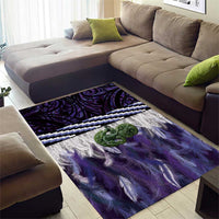 Purple Traditional Cloak Aotearoa Area Rug Maori Paua Shell Korowai Pattern