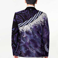 Purple Traditional Cloak Aotearoa Blazer Maori Paua Shell Korowai Pattern - Polynesian Pride