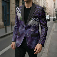 Purple Traditional Cloak Aotearoa Blazer Maori Paua Shell Korowai Pattern - Polynesian Pride