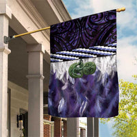 Purple Traditional Cloak Aotearoa Garden Flag Maori Paua Shell Korowai Pattern