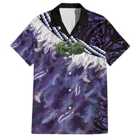 Purple Traditional Cloak Aotearoa Hawaiian Shirt Maori Paua Shell Korowai Pattern