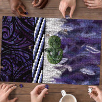 Purple Traditional Cloak Aotearoa Puzzle Maori Paua Shell Korowai Pattern LT14 - Polynesian Pride