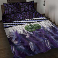 Purple Traditional Cloak Aotearoa Quilt Bed Set Maori Paua Shell Korowai Pattern