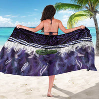 Purple Traditional Cloak Aotearoa Sarong Maori Paua Shell Korowai Pattern