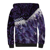 Purple Traditional Cloak Aotearoa Sherpa Hoodie Maori Paua Shell Korowai Pattern