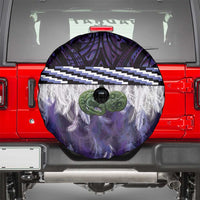 Purple Traditional Cloak Aotearoa Spare Tire Cover Maori Paua Shell Korowai Pattern