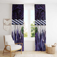 Purple Traditional Cloak Aotearoa Window Curtain Maori Paua Shell Korowai Pattern