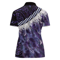 Purple Traditional Cloak Aotearoa Women Polo Shirt Maori Paua Shell Korowai Pattern