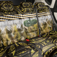 Yellow Traditional Cloak Aotearoa Back Car Seat Cover Maori Paua Shell Korowai Pattern