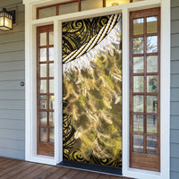 Yellow Traditional Cloak Aotearoa Door Cover Maori Paua Shell Korowai Pattern - Polynesian Pride