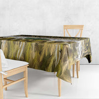 Yellow Traditional Cloak Aotearoa Tablecloth Maori Paua Shell Korowai Pattern