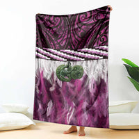 Pink Traditional Cloak Aotearoa Blanket Maori Paua Shell Korowai Pattern