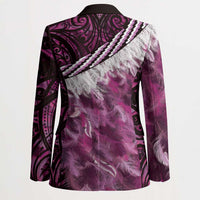Pink Traditional Cloak Aotearoa Blazer Maori Paua Shell Korowai Pattern - Polynesian Pride