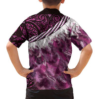Pink Traditional Cloak Aotearoa Family Matching Long Sleeve Bodycon Dress and Hawaiian Shirt Maori Paua Shell Korowai Pattern LT14 - Polynesian Pride