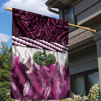 Pink Traditional Cloak Aotearoa Garden Flag Maori Paua Shell Korowai Pattern