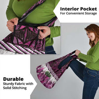 Pink Traditional Cloak Aotearoa Grocery Bag Maori Paua Shell Korowai Pattern