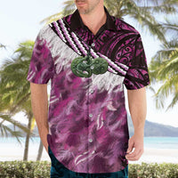 Pink Traditional Cloak Aotearoa Hawaiian Shirt Maori Paua Shell Korowai Pattern
