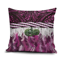 Pink Traditional Cloak Aotearoa Pillow Cover Maori Paua Shell Korowai Pattern - Polynesian Pride