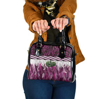 Pink Traditional Cloak Aotearoa Shoulder Handbag Maori Paua Shell Korowai Pattern