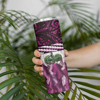 Pink Traditional Cloak Aotearoa Skinny Tumbler Maori Paua Shell Korowai Pattern LT14 - Polynesian Pride