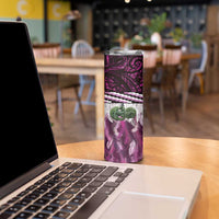 Pink Traditional Cloak Aotearoa Skinny Tumbler Maori Paua Shell Korowai Pattern LT14 - Polynesian Pride