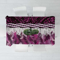 Pink Traditional Cloak Aotearoa Tablecloth Maori Paua Shell Korowai Pattern