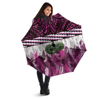 Pink Traditional Cloak Aotearoa Umbrella Maori Paua Shell Korowai Pattern - Polynesian Pride