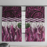 Pink Traditional Cloak Aotearoa Window Curtain Maori Paua Shell Korowai Pattern