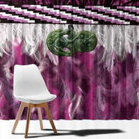 Pink Traditional Cloak Aotearoa Window Curtain Maori Paua Shell Korowai Pattern
