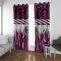 Pink Traditional Cloak Aotearoa Window Curtain Maori Paua Shell Korowai Pattern