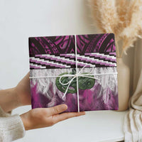Pink Traditional Cloak Aotearoa Wrapping Paper Maori Paua Shell Korowai Pattern - Polynesian Pride
