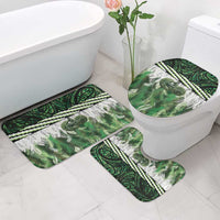 Green Traditional Cloak Aotearoa Bathroom Set Maori Paua Shell Korowai Pattern - Polynesian Pride
