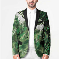 Green Traditional Cloak Aotearoa Blazer Maori Paua Shell Korowai Pattern - Polynesian Pride
