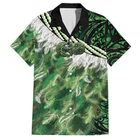 Green Traditional Cloak Aotearoa Family Matching Long Sleeve Bodycon Dress and Hawaiian Shirt Maori Paua Shell Korowai Pattern LT14 Dad's Shirt - Short Sleeve Green - Polynesian Pride