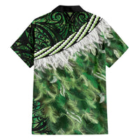 Green Traditional Cloak Aotearoa Family Matching Short Sleeve Bodycon Dress and Hawaiian Shirt Maori Paua Shell Korowai Pattern LT14 - Polynesian Pride