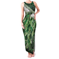 Green Traditional Cloak Aotearoa Family Matching Tank Maxi Dress and Hawaiian Shirt Maori Paua Shell Korowai Pattern
