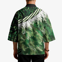 Green Traditional Cloak Aotearoa Kimono Maori Paua Shell Korowai Pattern - Polynesian Pride