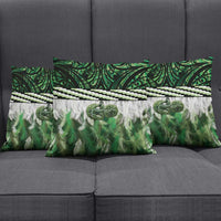 Green Traditional Cloak Aotearoa Pillow Cover Maori Paua Shell Korowai Pattern - Polynesian Pride