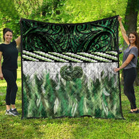 Green Traditional Cloak Aotearoa Quilt Maori Paua Shell Korowai Pattern