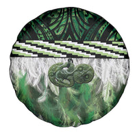 Green Traditional Cloak Aotearoa Spare Tire Cover Maori Paua Shell Korowai Pattern