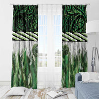 Green Traditional Cloak Aotearoa Window Curtain Maori Paua Shell Korowai Pattern