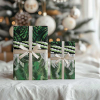 Green Traditional Cloak Aotearoa Wrapping Paper Maori Paua Shell Korowai Pattern - Polynesian Pride