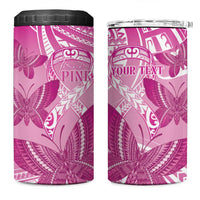Personalised Polynesia Breast Cancer Awareness 4 in 1 Can Cooler Tumbler Think Pink Ribbon Polynesian Butterflies